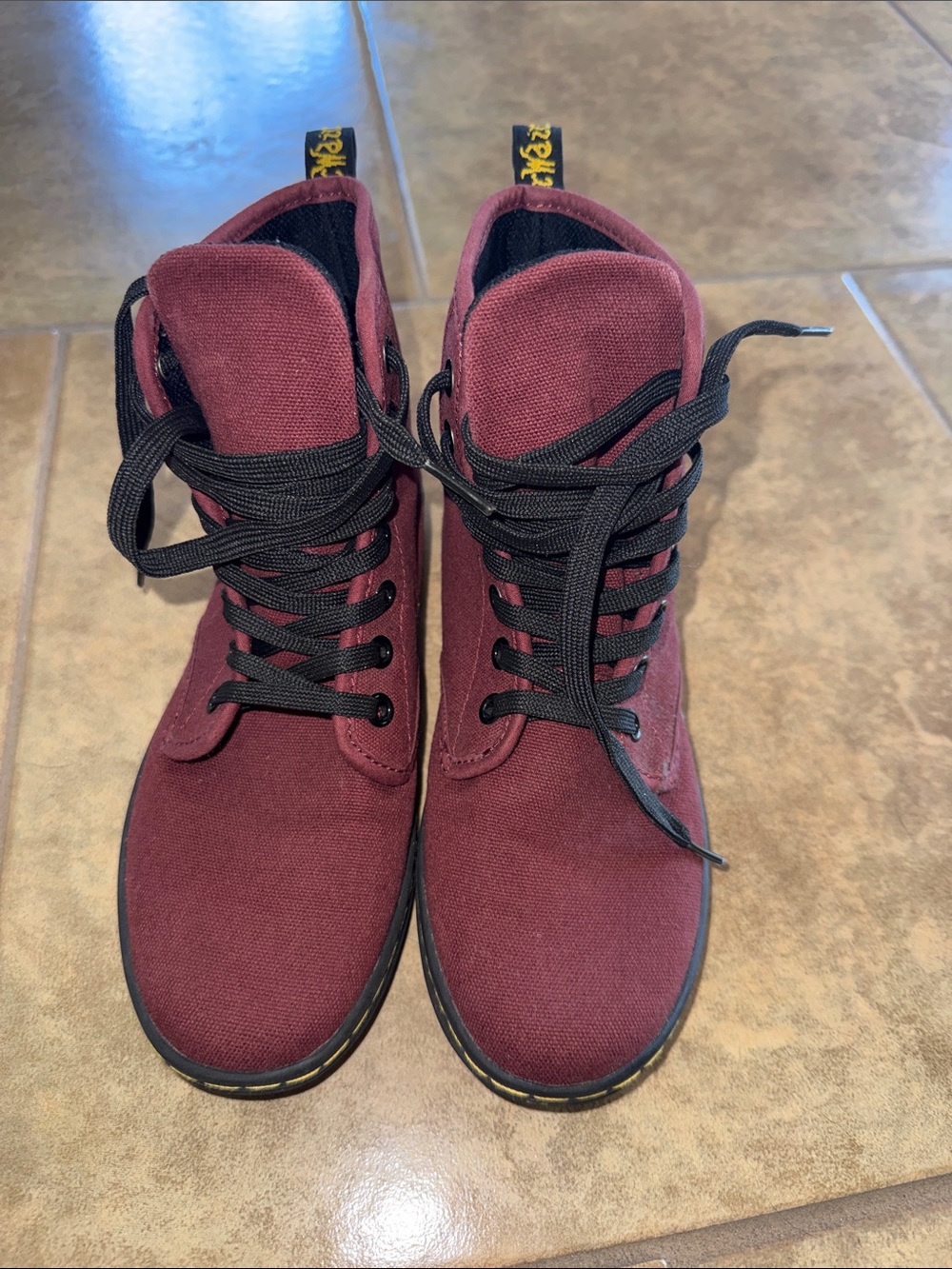 Doc martens Canvas Lace-Up Ankle Boots - Burgundy